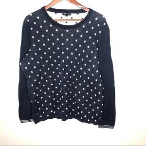 Tommy Hilfiger Navy polka dot sweater 100% cotton long sleeve cute plus size XXL